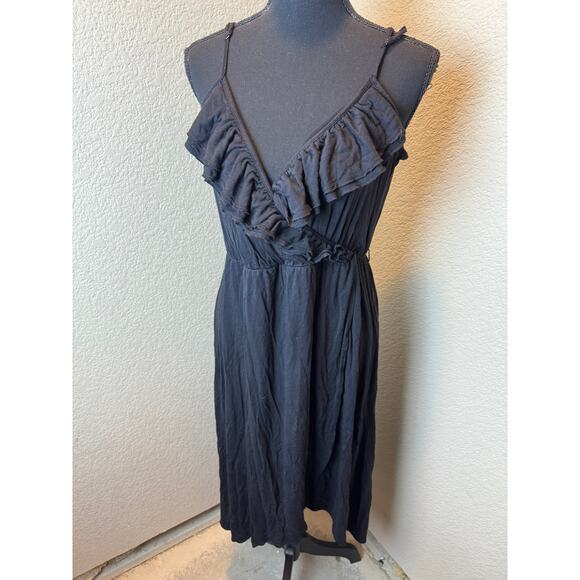 Ana A New Approach Black Ruffle Sleeveless Dress Summer Casual Sundress Medium - Picture 1 of 3